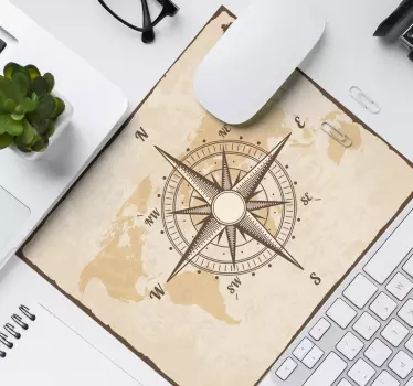 Tapis de souris avec Boussole vintage avec carte du monde - TenStickers
