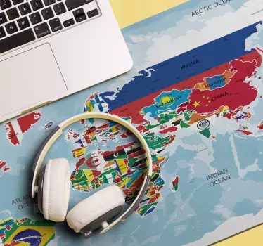 XXL tapis de souris avec carte du monde Drapeau - TenStickers