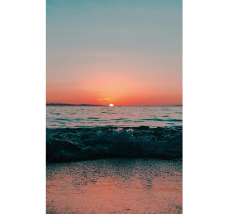 Toile fenêtre salle de bain coucher de soleil sur une plage - TenStickers