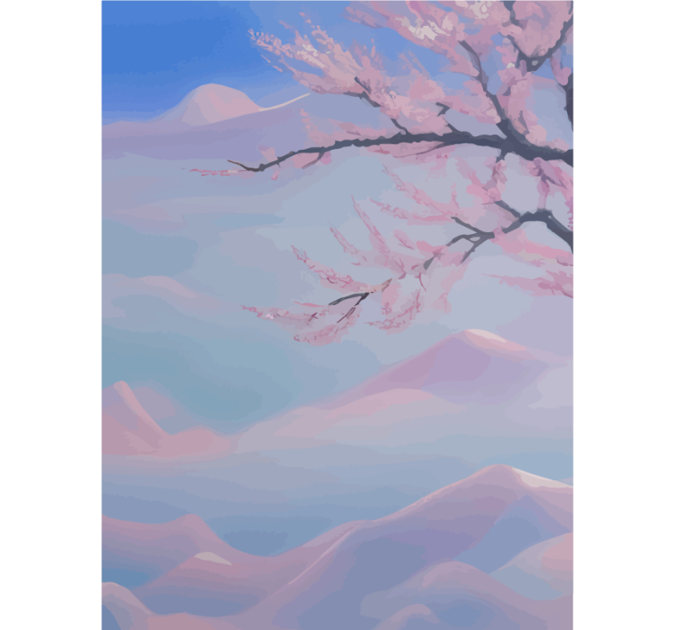 Toile fenêtre salle de bain branche de fleurs de cerisier zen - TenStickers