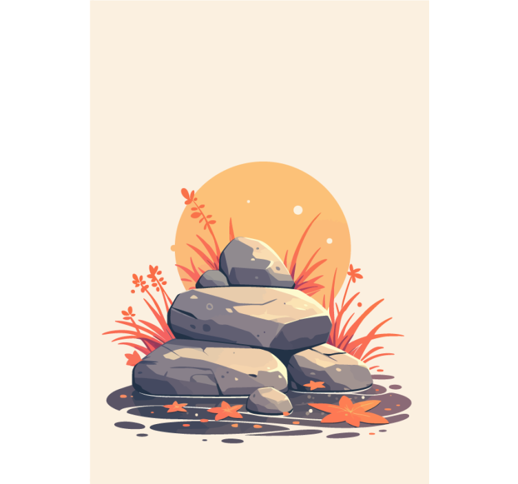 Toile fenêtre salle de bain pierres sur l'eau - TenStickers