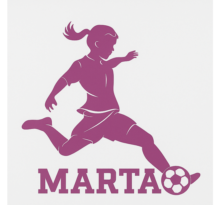 Toile fenêtre chambre enfant joueuse de football - TenStickers