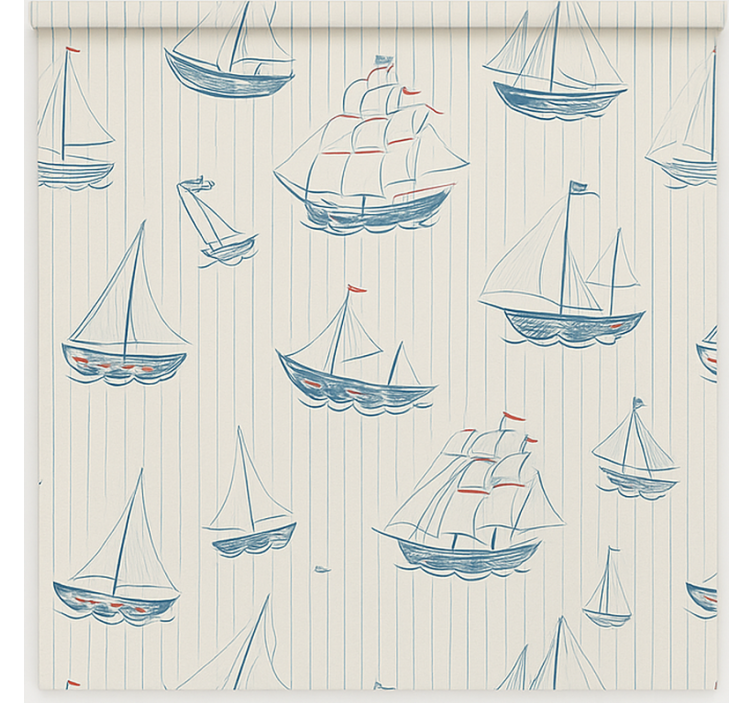 Toile fenêtre chambre enfant dessin de conception de bateaux - TenStickers