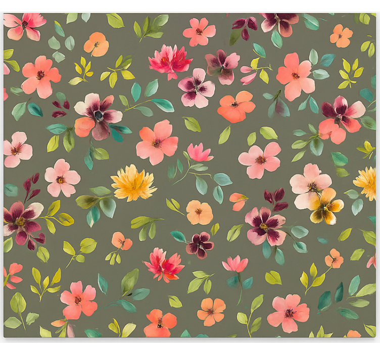 Toile fenêtre cuisine fleurs aquarelles vibrantes - TenStickers