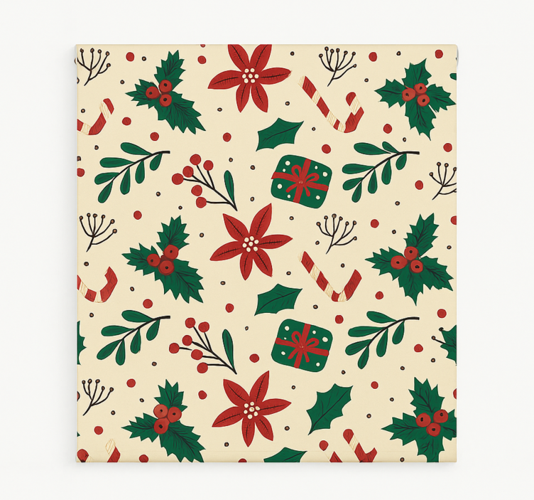 Toile fenêtre salon forêt d'ornements rouges - TenStickers