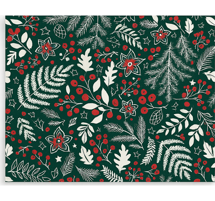Toile fenêtre salon motif floral de noël - TenStickers