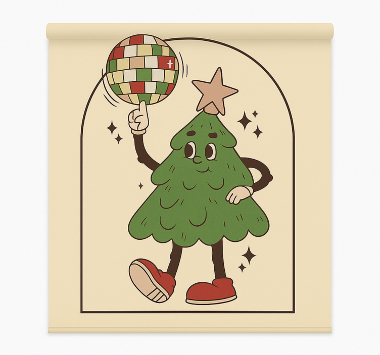 Toile fenêtre salon arbre disco groovy - TenStickers