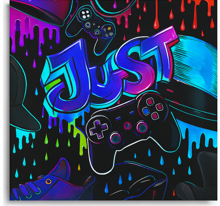 Toile fenêtre geek manette de jeu 3d - TenStickers