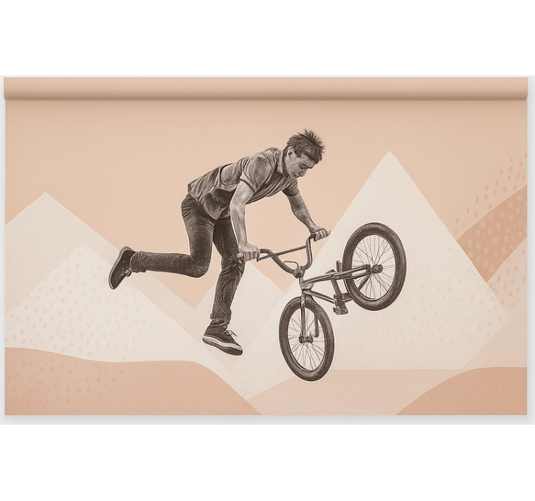 Toile fenêtre chambre adolescent cascades en bmx - TenStickers