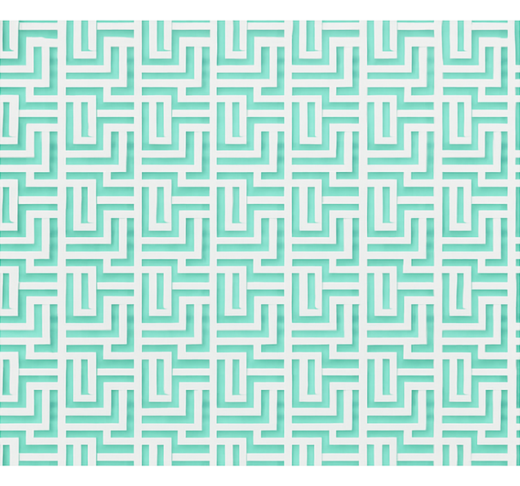 Toile fenêtre salle à manger effet carrés géométriques bleus - TenStickers