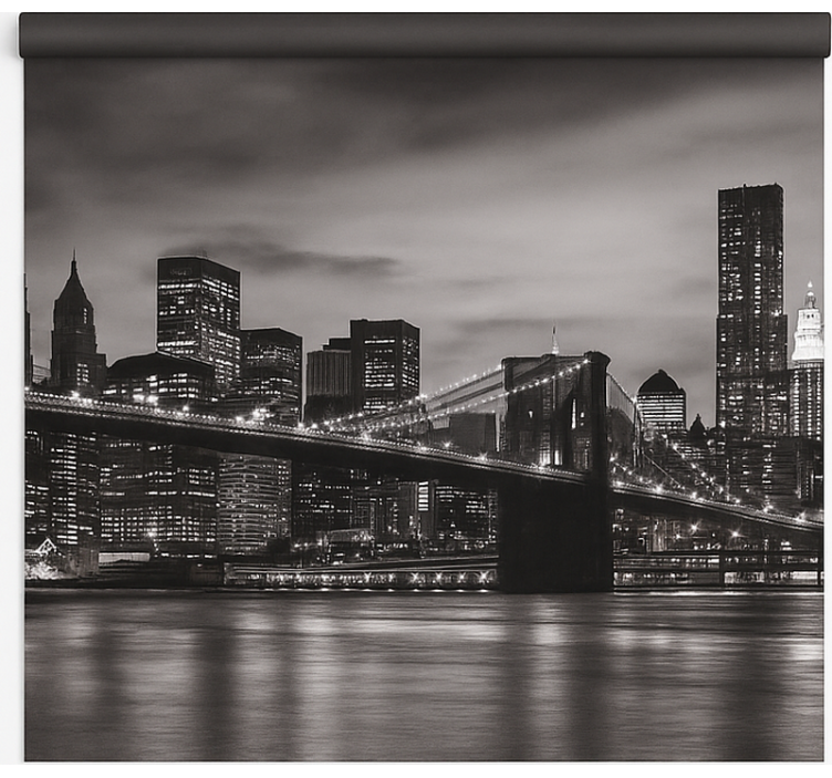 Toile fenêtre bureaux ville la nuit - TenStickers