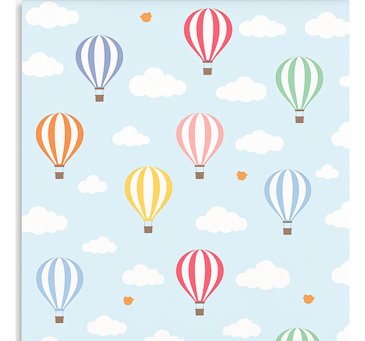 Toile fenêtre nordique vol en ballon pastel - TenStickers