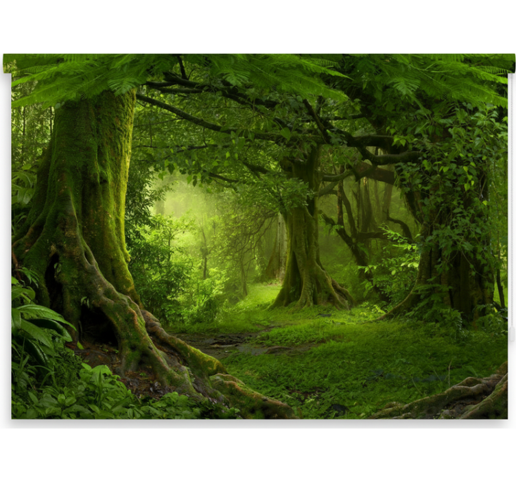 Toile fenêtre arbre Évasion dans la forêt luxuriante - TenStickers