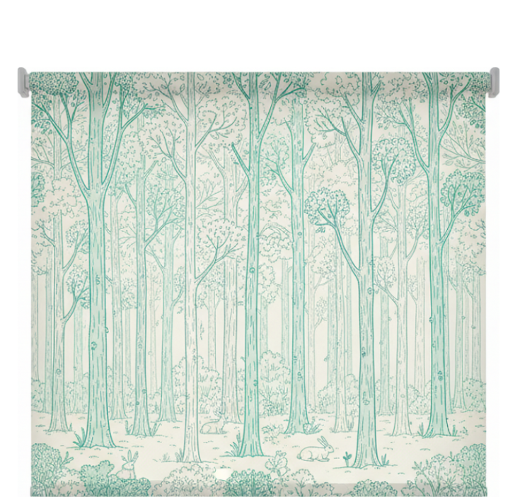 Toile fenêtre arbre croquis de forêt menthe - TenStickers