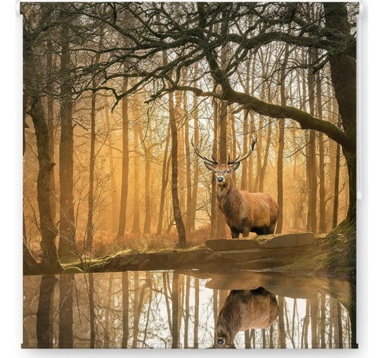 Toile fenêtre arbre lac du cerf d'or - TenStickers