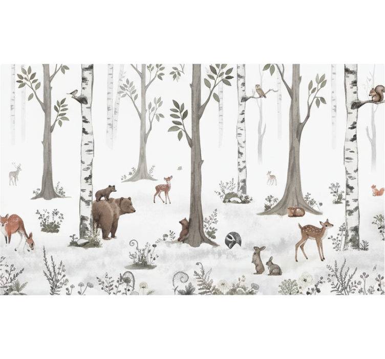 Toile fenêtre arbre croquis forestier ludique - TenStickers