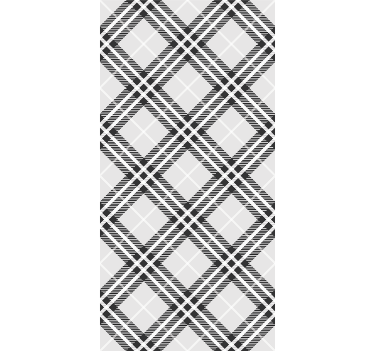 Toile fenêtre bureau tartan écossais noir et blanc - TenStickers
