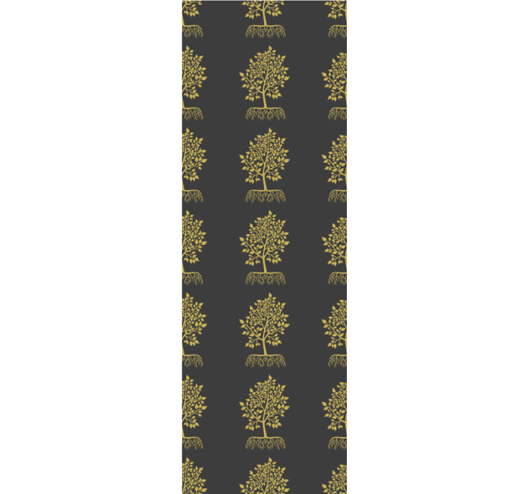 Toile fenêtre bureau contour d'arbres dorés - TenStickers