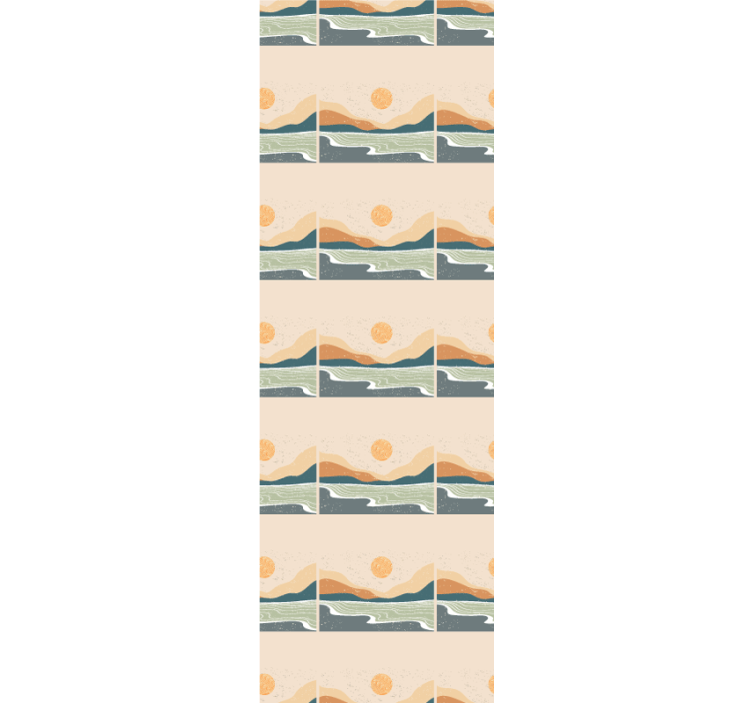 Toile fenêtre bureau montagnes au coucher de soleil - TenStickers