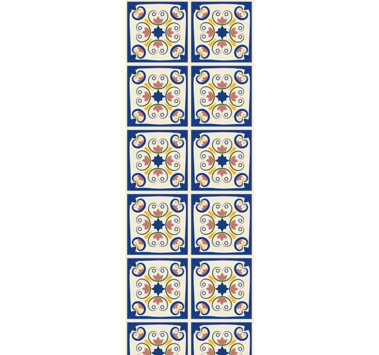 Toile fenêtre cuisine carreau portugais fleurs roses - TenStickers