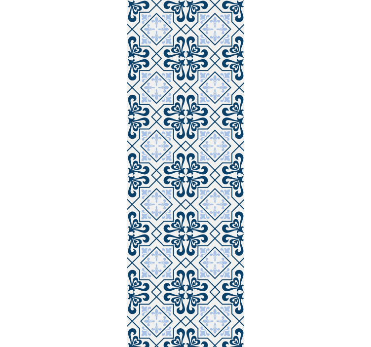 Toile fenêtre cuisine carreau bleu portugais - TenStickers