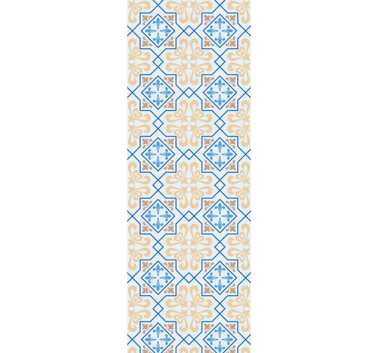 Toile fenêtre cuisine motif carreaux portugais lignes bleues - TenStickers
