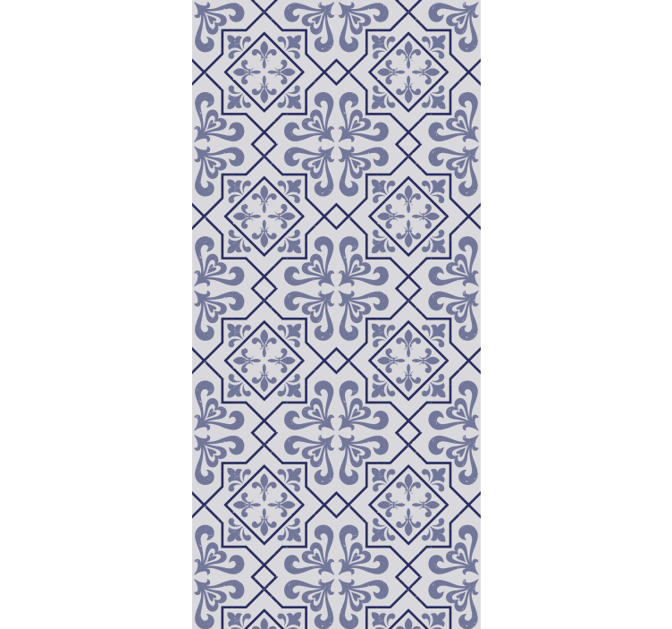 Toile fenêtre cuisine carrelage portugais bleu octogonal - TenStickers