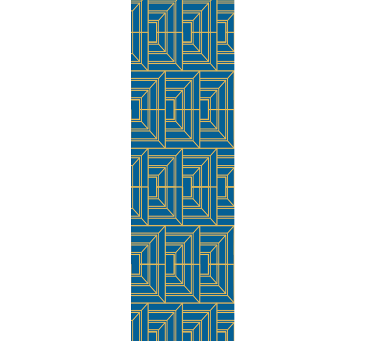 Store enrouleur salle à manger lignes dorées fond bleu - TenStickers