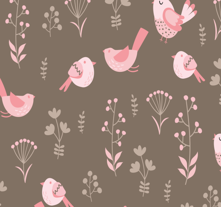 Store enrouleur salle à manger oiseaux roses vintage - TenStickers