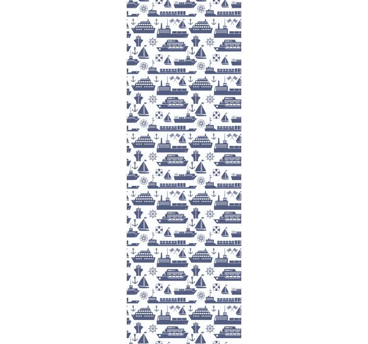Toile fenêtre chambre enfant motif de bateaux bleus - TenStickers