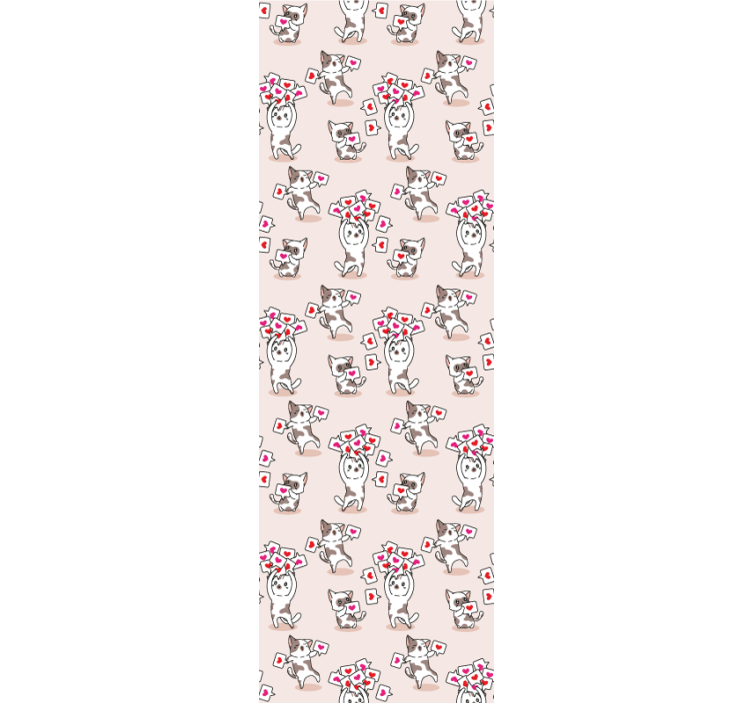 Toile fenêtre chambre enfant motif chats et cœurs - TenStickers
