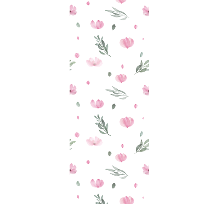 Toile fenêtre chambre enfant fleurs roses minimalistes - TenStickers