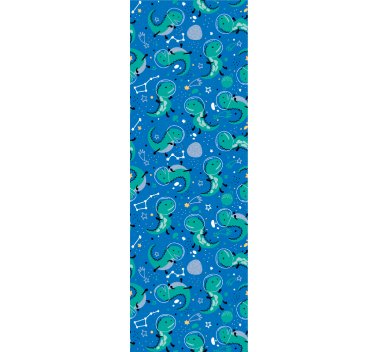 Toile fenêtre chambre enfant dinos amusants avec planètes - TenStickers