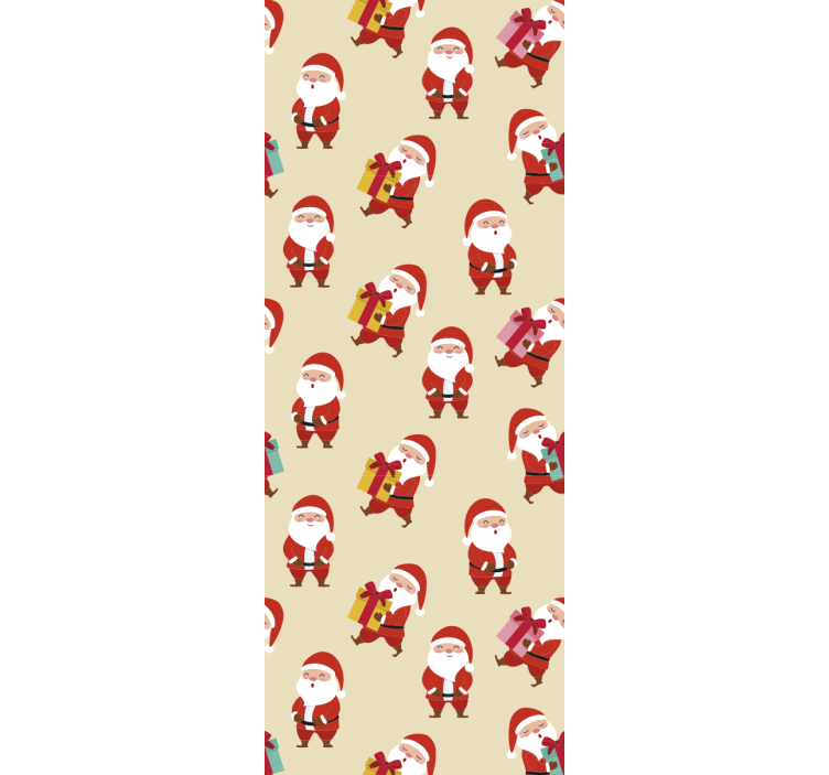 Toile fenêtre chambre enfant père noël souriant et cadeaux - TenStickers