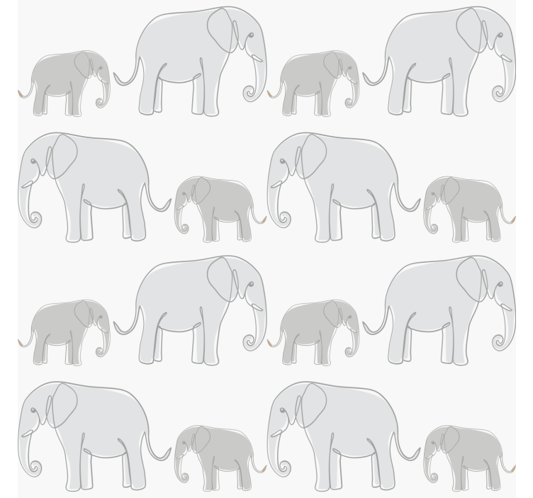 Toile fenêtre gris éléphants minimalistes - TenStickers