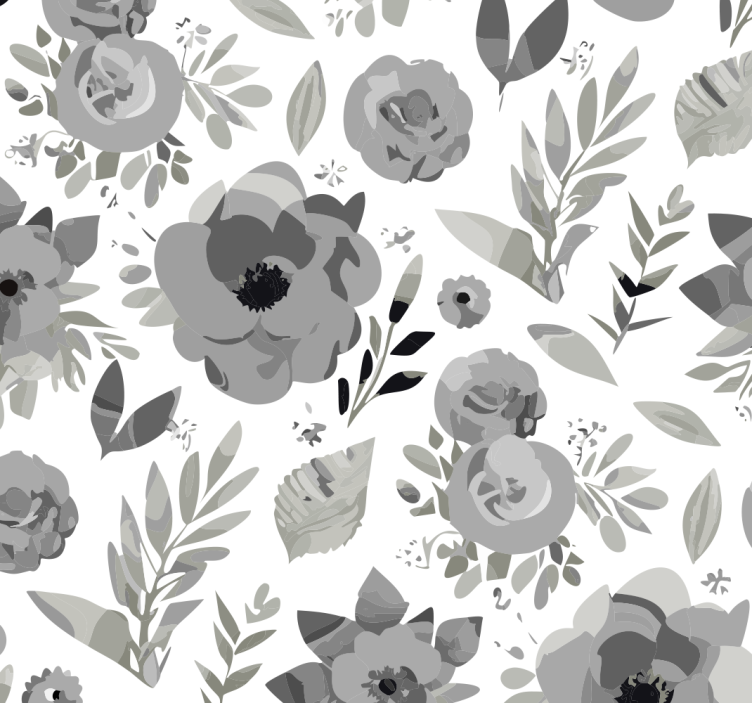 Toile fenêtre gris fleurs aquarelle - TenStickers
