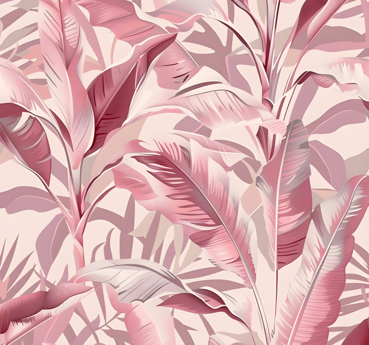 Toile fenêtre rose forêt tropicale - TenStickers