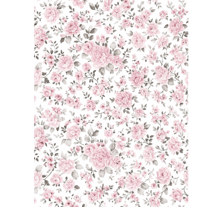 Toile fenêtre rose fleurs rétro anciennes - TenStickers
