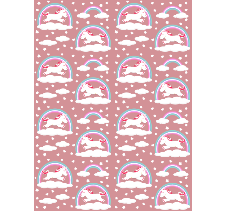 Toile fenêtre rose thème licorne magique - TenStickers