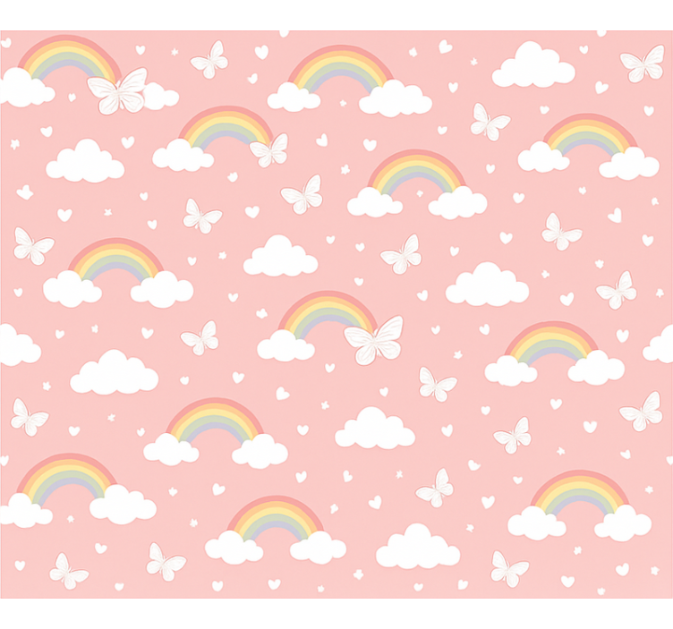 Toile fenêtre rose design arc-en-ciel enfant - TenStickers