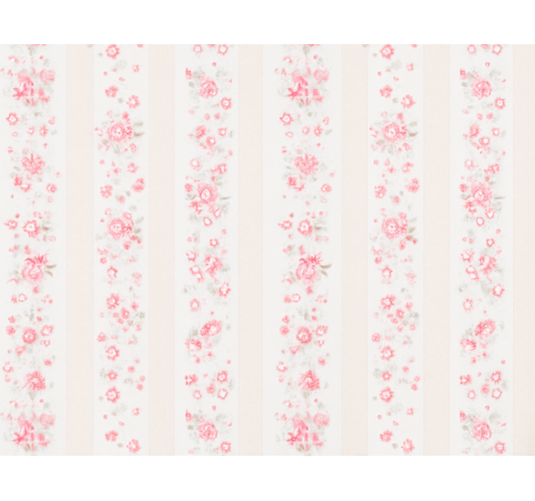 Toile fenêtre rose rayures florales rétro - TenStickers