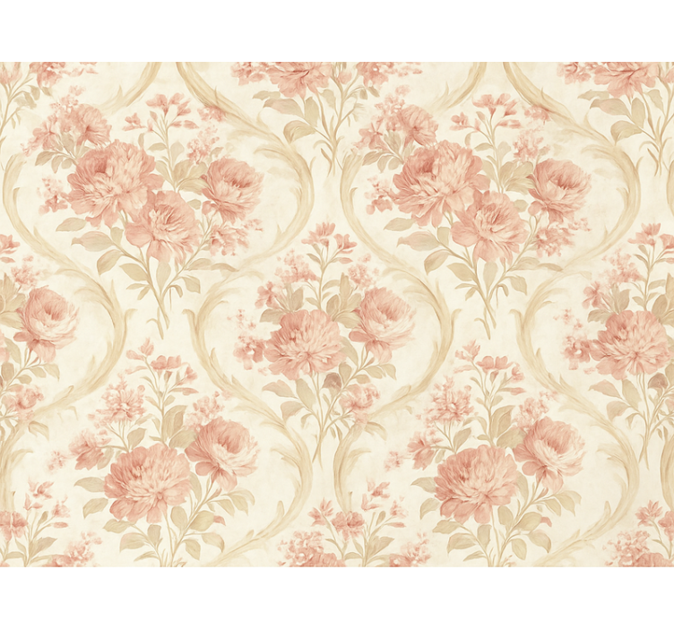 Toile fenêtre rose design floral vintage délavé - TenStickers
