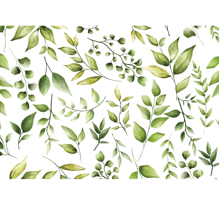 Toile fenêtre cuisine feuilles d'eucalyptus aquarelle - TenStickers