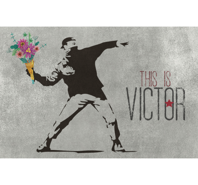 Toile fenêtre gris bouquet de fleurs personnalisé - TenStickers