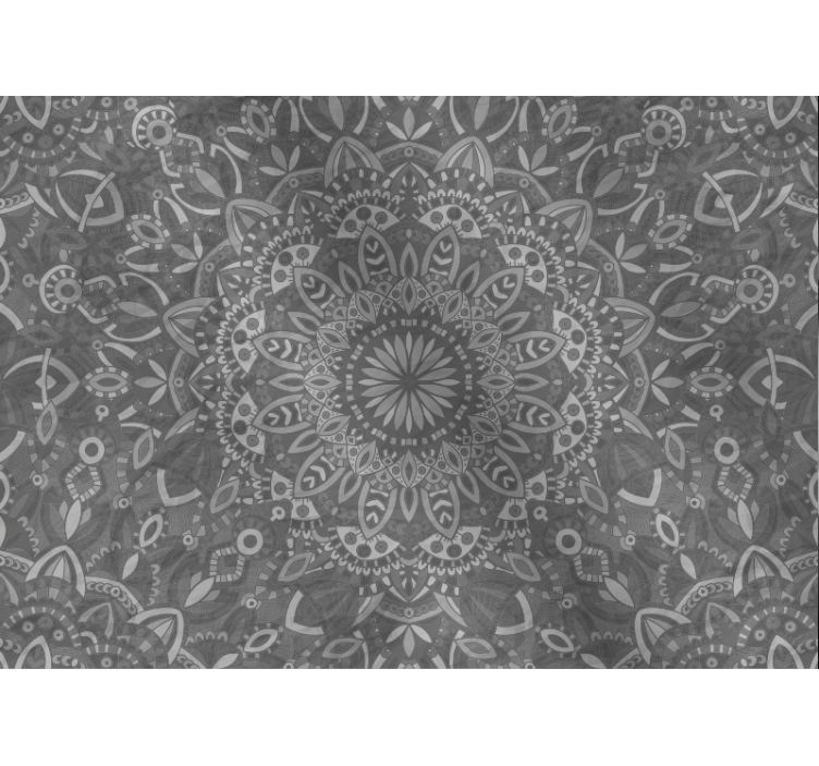 Toile fenêtre gris motif mandala complexe - TenStickers