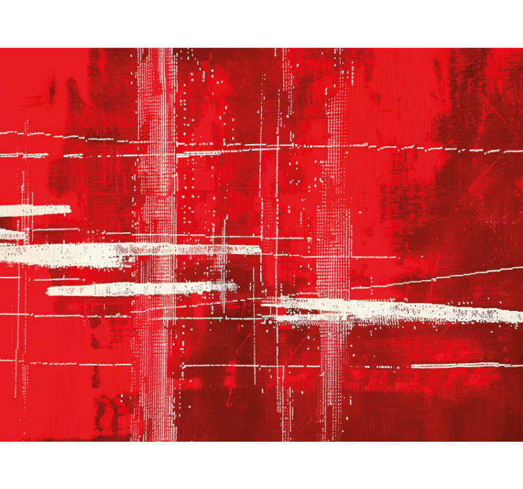Toile fenêtre rouge motif lignes modernes - TenStickers