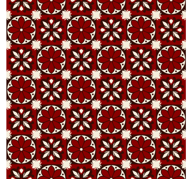 Toile fenêtre rouge motif carreaux vintage - TenStickers