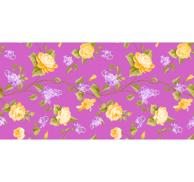 Toile fenêtre violet motif fleurs épanouies - TenStickers