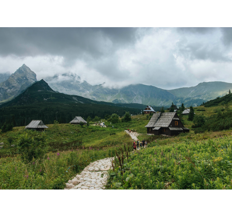 Toile fenêtre vert maisons en bois tatras - TenStickers