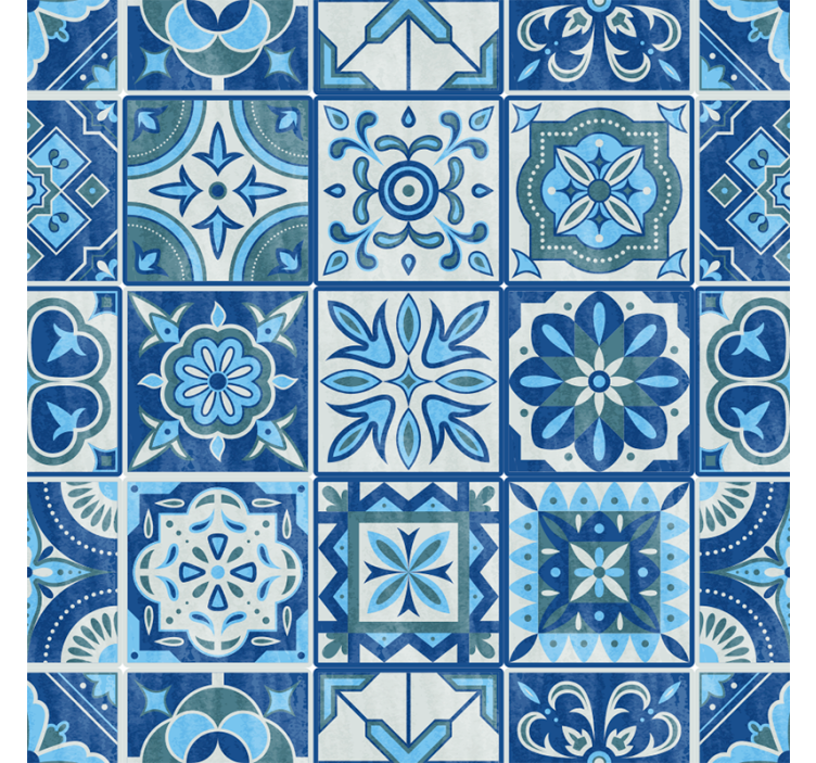 Toile fenêtre bleu motif talavera bleu - TenStickers